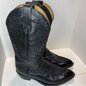 Vintage Dan Post Black Western Leather Boots